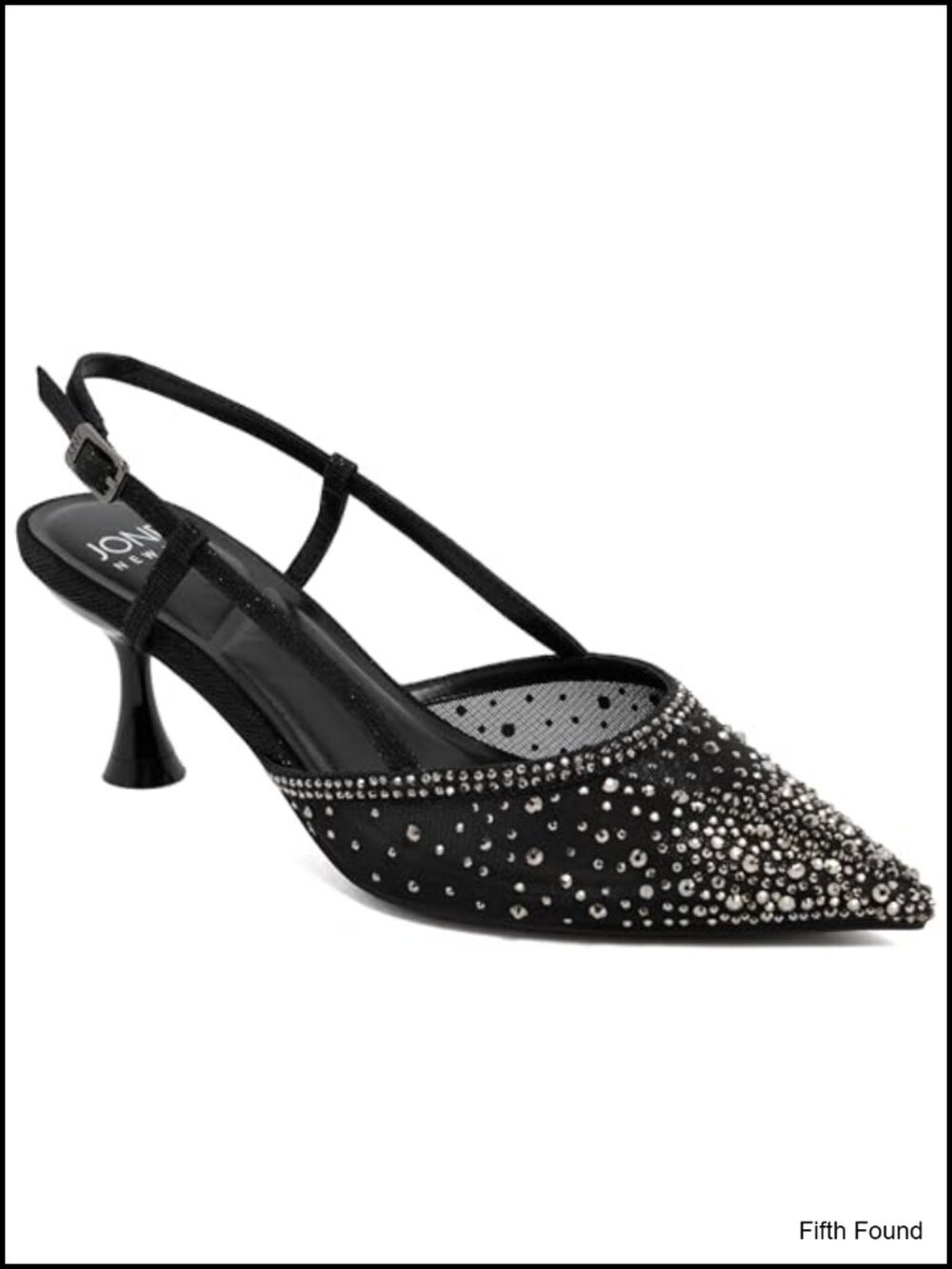 Jones New York Pointed Toe Slingback Kitten Heels Embellished Buckle Pumps
